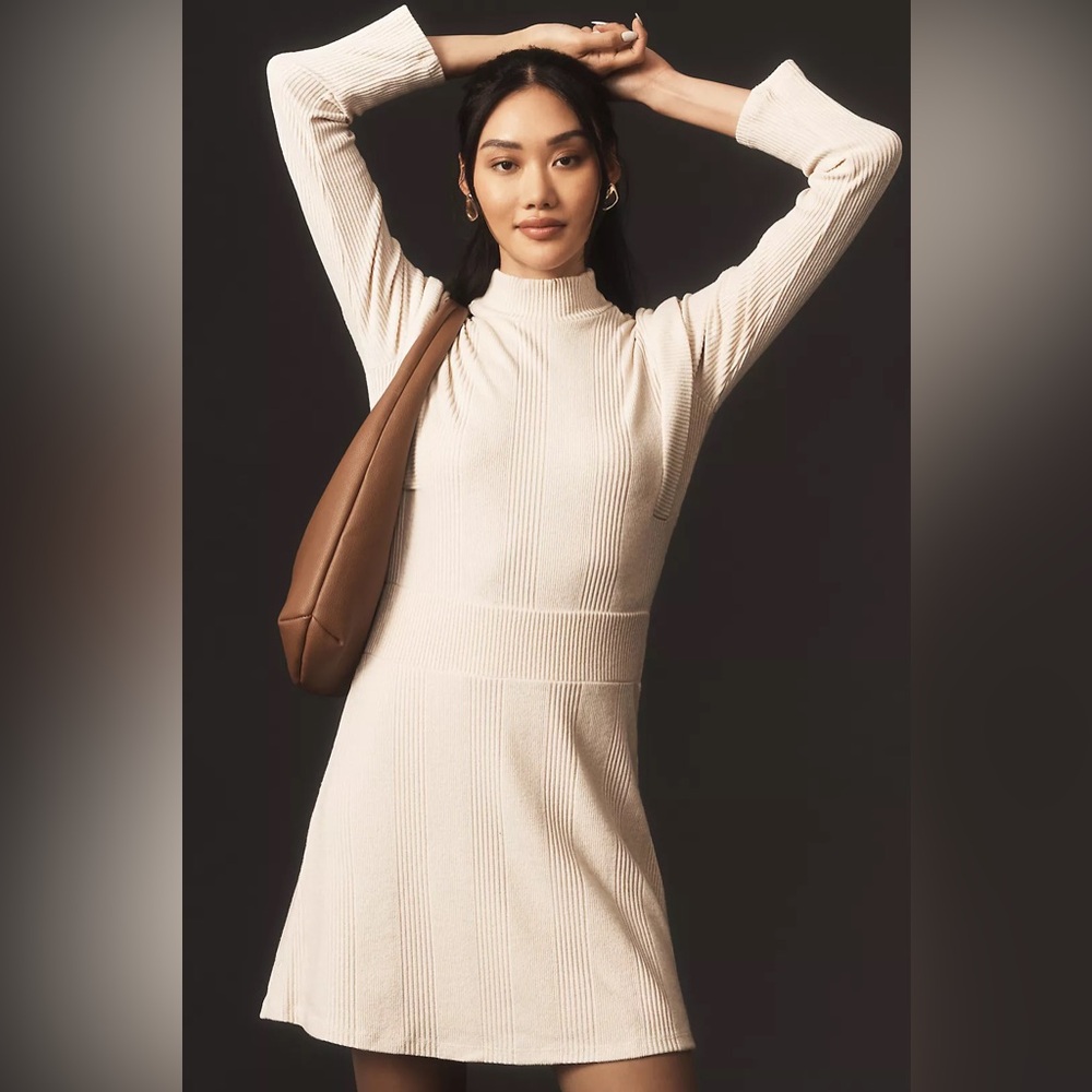 MAEVE BY ANTHROPOLOGIE Strong Shoulder Mini Sweater Dress